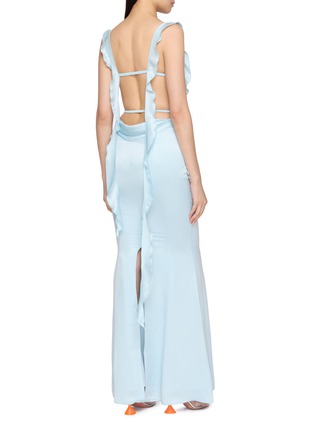 Back View - Click To Enlarge - NANA JACQUELINE - Ruffle Trim Backless Maxi Dress