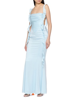 Figure View - Click To Enlarge - NANA JACQUELINE - Ruffle Trim Backless Maxi Dress