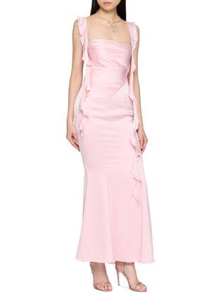 Figure View - Click To Enlarge - NANA JACQUELINE - Ruffle Trim Backless Camisole Maxi Dress