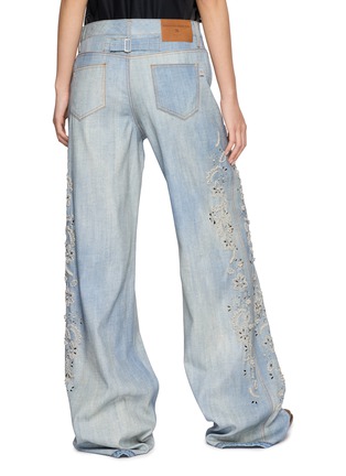 Back View - Click To Enlarge - ERMANNO SCERVINO - Embroidered Cut Out Baggy Light Wash Jeans