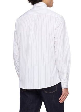 Back View - Click To Enlarge - BRUNELLO CUCINELLI - Striped Cotton Poplin Shirt
