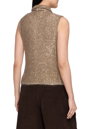 Back View - Click To Enlarge - BRUNELLO CUCINELLI - Scarf Spread Collar Sequin Knit Vest