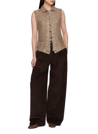 Figure View - Click To Enlarge - BRUNELLO CUCINELLI - Scarf Spread Collar Sequin Knit Vest