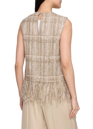 Back View - Click To Enlarge - BRUNELLO CUCINELLI - Tassle Hem Sleeveless Blouse