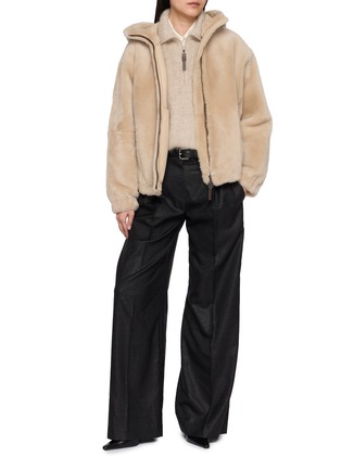 Figure View - Click To Enlarge - BRUNELLO CUCINELLI - High Collar Half Zip Sweater