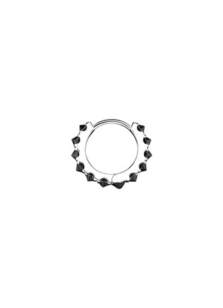 Detail View - Click To Enlarge - MARIA TASH - Eternity 18K White Gold Black Diamond Hoop Earring