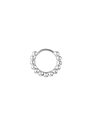 Detail View - Click To Enlarge - MARIA TASH - 14K White Gold Granulated Hoop Earring