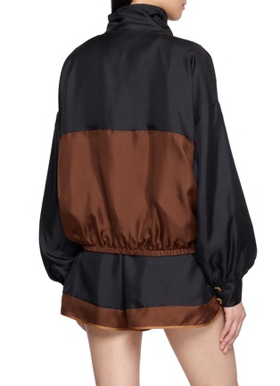 Back View - Click To Enlarge - FRAME - X Ritz Paris Colourblock Half Zip Silk Jacket