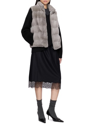 Figure View - Click To Enlarge - KRUF - Reversible Stand Collar Mink Vest