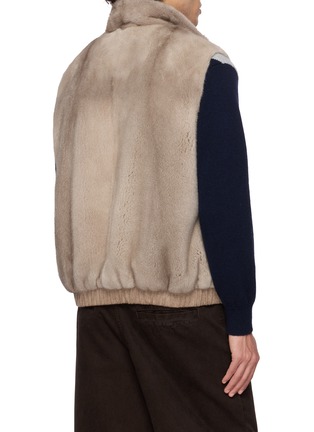 Back View - Click To Enlarge - KRUF - Reversible Stand Collar Mink Fur Cashmere Vest