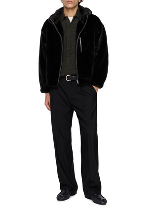 Figure View - Click To Enlarge - KRUF - Hooded Zip Pocket Mink Fur Jacket
