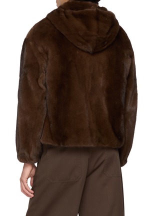 Back View - Click To Enlarge - KRUF - Hooded Zip Pocket Mink Fur Jacket