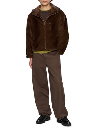 Figure View - Click To Enlarge - KRUF - Hooded Zip Pocket Mink Fur Jacket