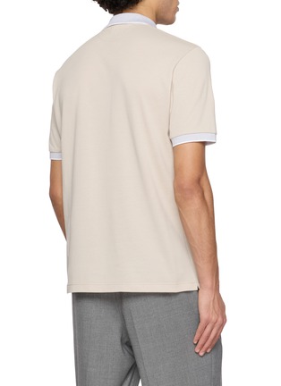 Back View - Click To Enlarge - ELEVENTY - Contrast Collar Cotton Piqué Polo Shirt