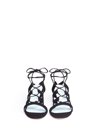 Front View - Click To Enlarge - FRANCES VALENTINE - 'Jadesu' lace-up suede sandals