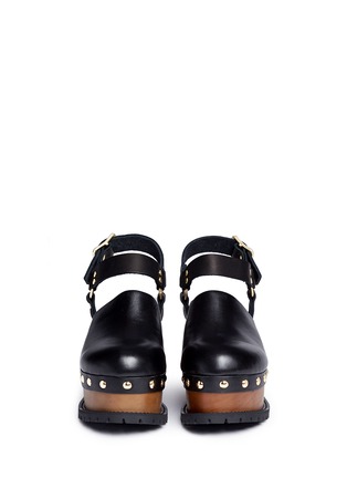 Front View - Click To Enlarge - SACAI - Wooden wedge stud leather clogs