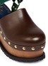 Detail View - Click To Enlarge - SACAI - Wooden wedge stud colourblock leather clogs