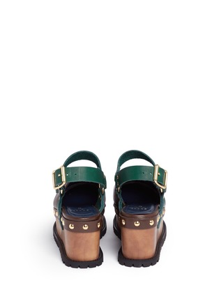 Back View - Click To Enlarge - SACAI - Wooden wedge stud colourblock leather clogs