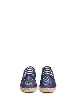 Figure View - Click To Enlarge - STELLA MCCARTNEY - 'Denim Rainbow Rae' embroidered kids lace-up espadrilles