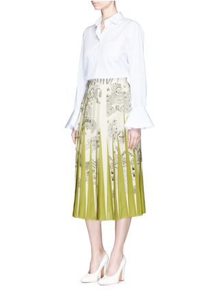 Figure View - Click To Enlarge - VALENTINO GARAVANI - 'The Garden of Earthly Delights' pleated contrast insert skirt
