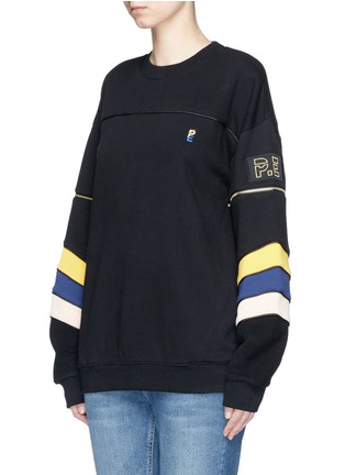 Front View - Click To Enlarge - P.E NATION - 'Flash Gordon' detachable zip sleeve stripe sweater