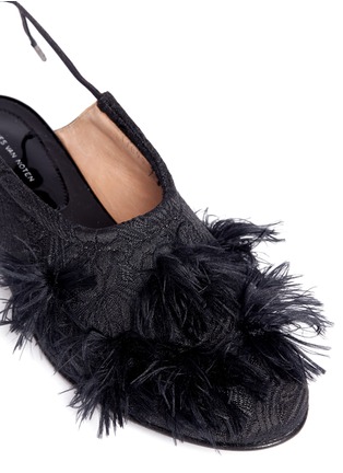 Detail View - Click To Enlarge - DRIES VAN NOTEN - Frayed pompom jacquard flats