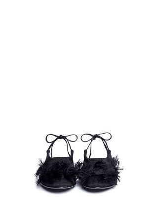 Front View - Click To Enlarge - DRIES VAN NOTEN - Frayed pompom jacquard flats