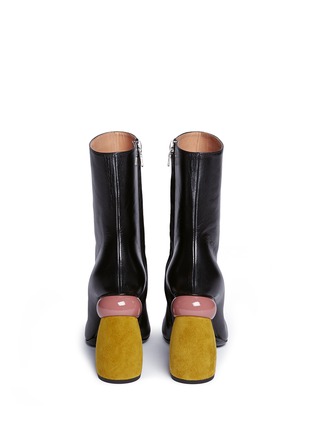 Back View - Click To Enlarge - DRIES VAN NOTEN - Suede sculptural heel leather boots