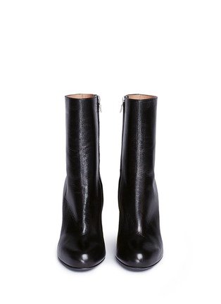 Front View - Click To Enlarge - DRIES VAN NOTEN - Suede sculptural heel leather boots