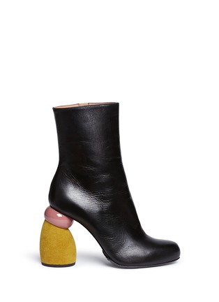 Main View - Click To Enlarge - DRIES VAN NOTEN - Suede sculptural heel leather boots