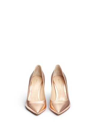 Front View - Click To Enlarge - GIANVITO ROSSI - 'Gianvito 85' metallic leather pumps