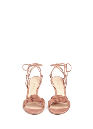 Front View - Click To Enlarge - GIANVITO ROSSI - 'Flora' ruffle band suede sandals