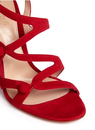 Detail View - Click To Enlarge - GIANVITO ROSSI - Rouleau loop button caged suede sandals