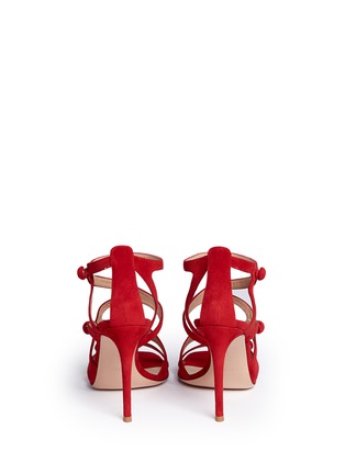 Back View - Click To Enlarge - GIANVITO ROSSI - Rouleau loop button caged suede sandals