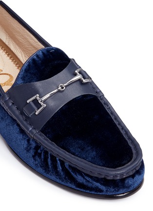 Detail View - Click To Enlarge - SAM EDELMAN - 'Talia' metal link velvet loafers