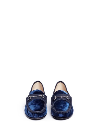 Front View - Click To Enlarge - SAM EDELMAN - 'Talia' metal link velvet loafers