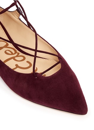 Detail View - Click To Enlarge - SAM EDELMAN - 'Rosie' lace-up suede skimmer flats