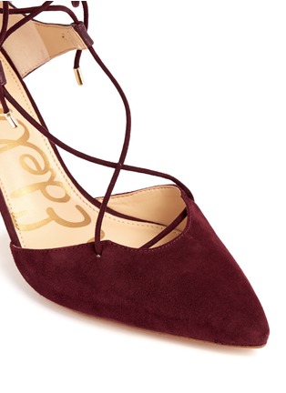 Detail View - Click To Enlarge - SAM EDELMAN - 'Taylor' lace-up suede and leather pumps