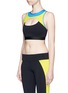 Front View - Click To Enlarge - LIVE THE PROCESS - 'Contour' colourblock cutout front sports bra