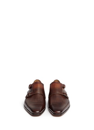 Front View - Click To Enlarge - MAGNANNI - Two-tone leather monk strap shoes
