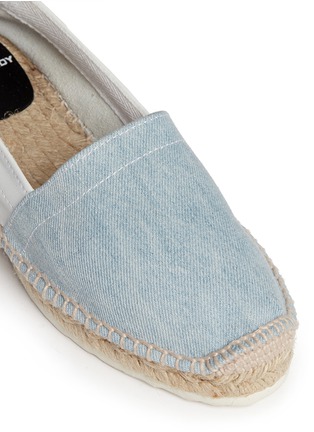 Detail View - Click To Enlarge - PIERRE HARDY - Contrast denim leather lace-up espadrilles