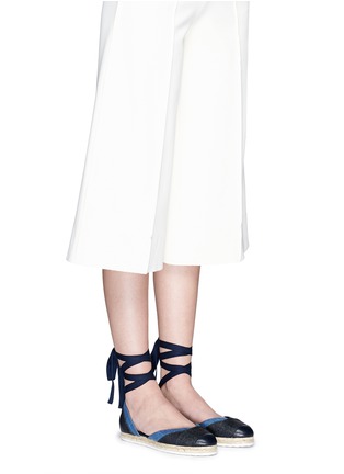 Figure View - Click To Enlarge - PIERRE HARDY - Ribbon tie panelled denim espadrilles