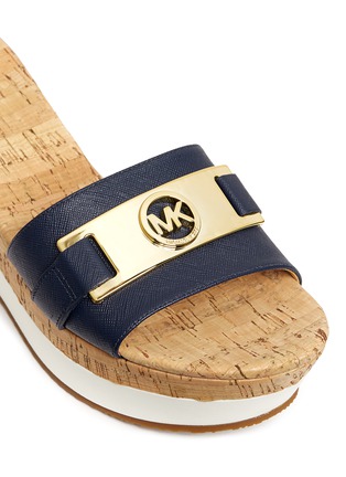 Detail View - Click To Enlarge - MICHAEL KORS - Warren' leather strap cork wedge sandals