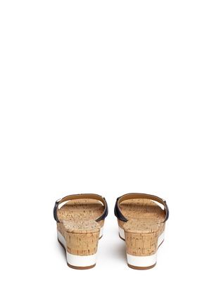 Back View - Click To Enlarge - MICHAEL KORS - Warren' leather strap cork wedge sandals