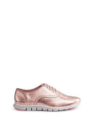 Main View - Click To Enlarge - COLE HAAN - 'ZerøGrand Wing' metallic leather Oxfords