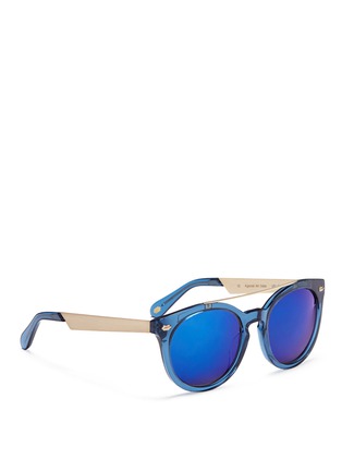 Figure View - Click To Enlarge - ANDERNE - 'Against All Odds' brushed metal temple acetate sunglasses