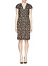 Detail View - Click To Enlarge - ST. JOHN - Contrast plume lace belted dress