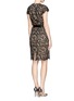Back View - Click To Enlarge - ST. JOHN - Contrast plume lace belted dress