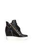 Main View - Click To Enlarge - ASH - 'Alfa' embossed ribcage leather wedge sneakers