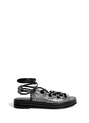 Main View - Click To Enlarge - OPENING CEREMONY - 'Kali' multi ring lace-up flatform sandals